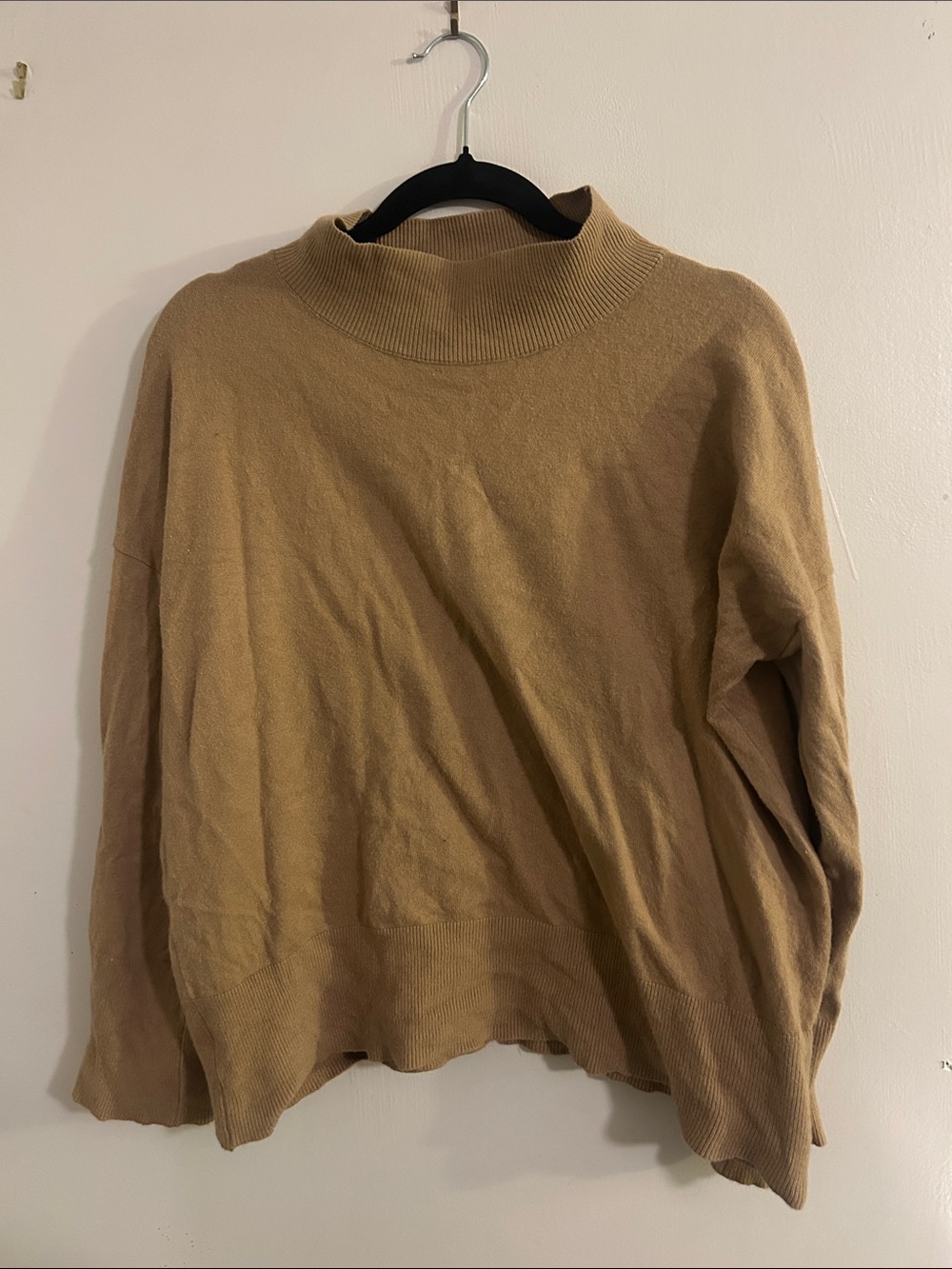 Women's Camel Mock Neck Pullover Sweater